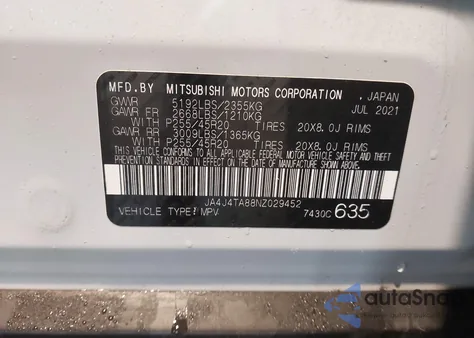 2022 Mitsubishi Outlander Es 2.5 S-Awc из США, поврежденный, VIN JA4J4TA88NZ029452